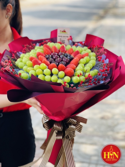 Bó Cherry- Dâu Tây- Nho Xanh Cao Cấp