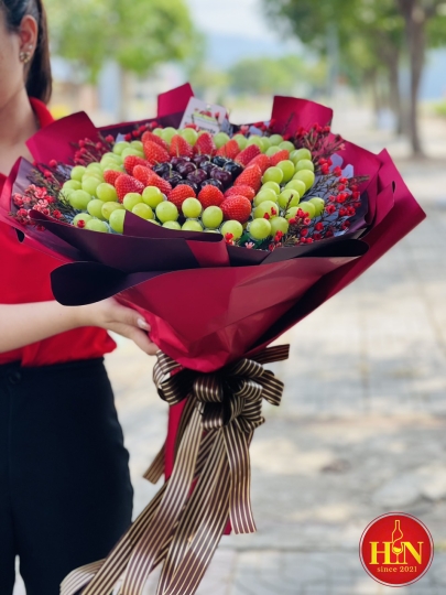 Bó Cherry- Dâu Tây- Nho Xanh Cao Cấp