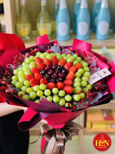 Bó Cherry- Dâu Tây- Nho Xanh Cao Cấp
