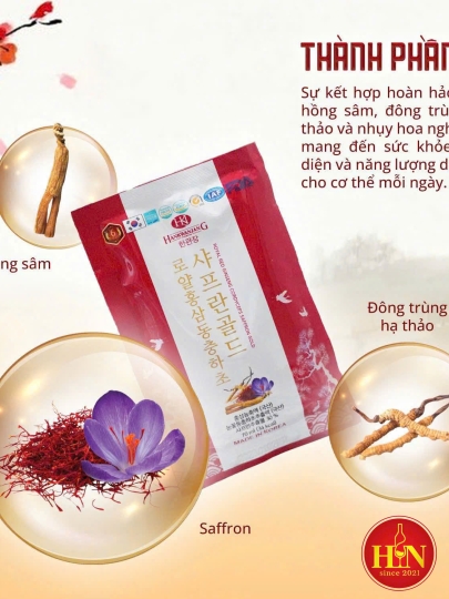 Nước Hồng Sâm Hoàng Gia Đông Trùng  Saffron Hàn Quốc 