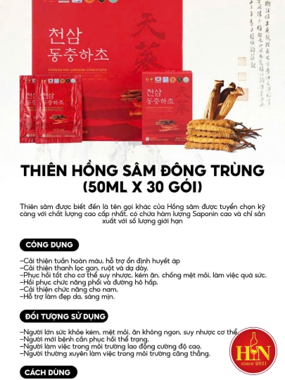 Nước Thiên Sâm Đông Trùng 50ml X 30 Gói